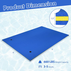Floating Water Pad, 9/18 FT X 6 FT Water Foam Mat with Rolling Pillow, 3-Layer F