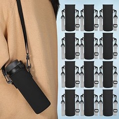 12 Pcs Water Bottle Sleeve with Shoulder Strap 25oz Sublimation Water Black