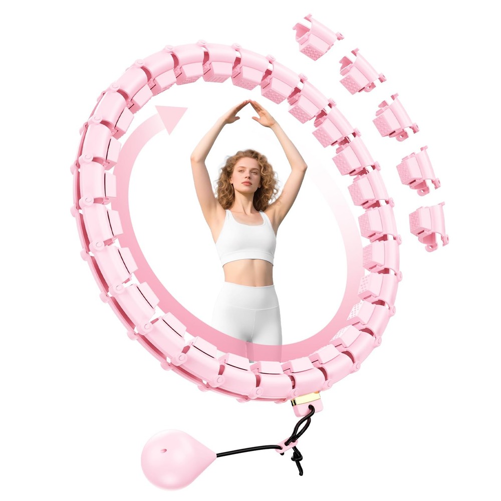 65 Inch Adjustable Fitness Waist Hoop – 32 Detachable Links, Quiet Non-Drop F…