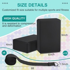 18 Pcs Yoga Block and Strap Set – 12 EVA Foam Blocks + 6 Adjustable Straps, Non-