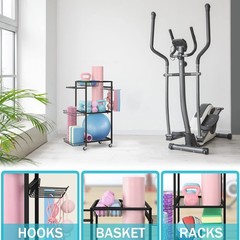 LIANTRAL Yoga Mat Storage Rack – Metal Gym Organizer for Yoga Mats, Foam Roll…