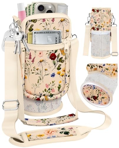 Water Bottle Holder Carrier Bag with Strap – Crossbody Sling for Walking with