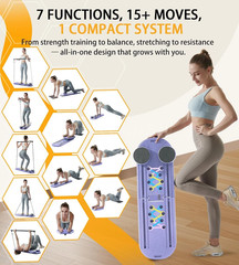 Pilates Board, Pilates Reformer Foldable, with Resistance Bands Purple