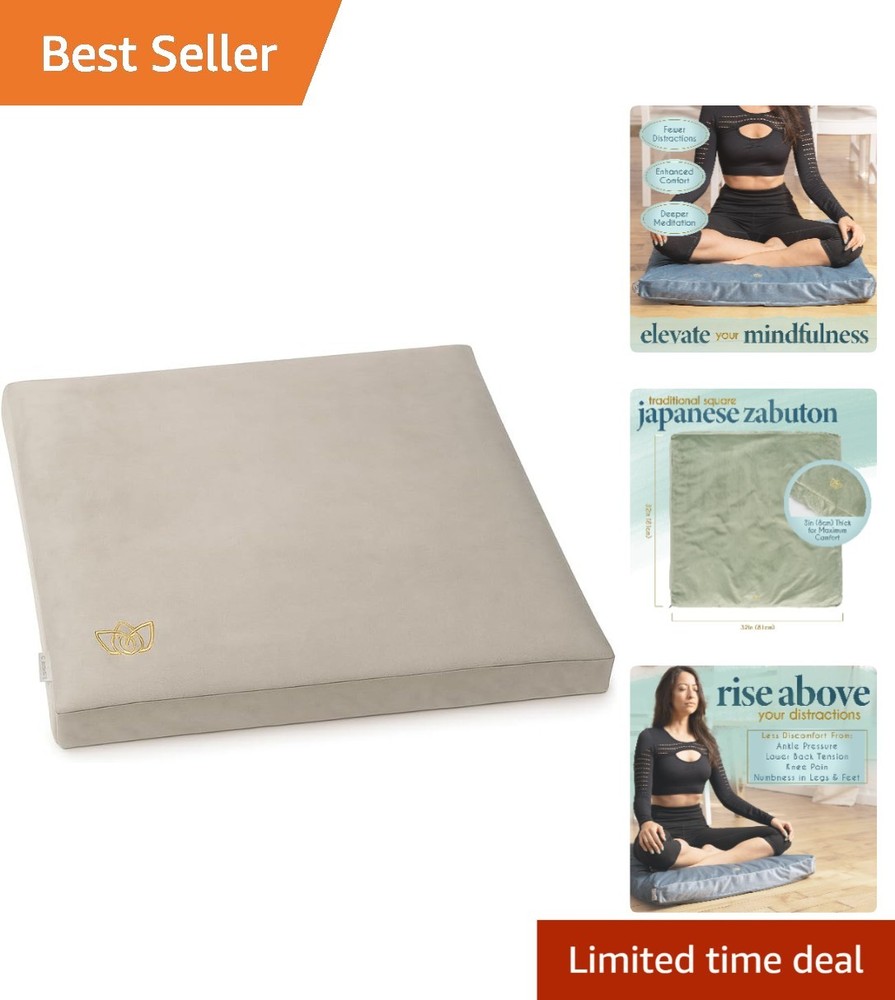 Comfortable Square Meditation Pillow – Velvet Buckwheat Cushion, 32″
