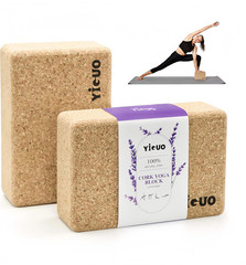 2 Pack Cork Yoga Blocks | Natural Eco-Friendly High Density Non-Slip Yoga Blocks