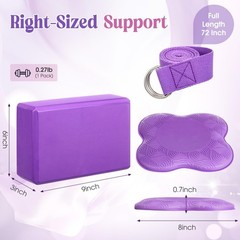RoundFunny 5 Pcs Yoga Blocks Knee Pads Yoga Strap Set Soft Premium Foam Block…