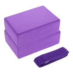 3Pcs Compact Eva Yoga Blocks and Durable Strap Set for Yoga Pilates Workouts