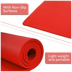 Fitvids 1/2-Inch Thick High Density Exercise Yoga Mat with Carrying Strap, Red