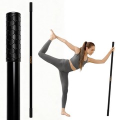 Yoga Stick 5ft Bamboo with Non-Slip Grip Black Includes Free Video Guide