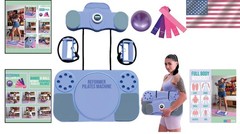 Pilates Board Reformer Set Foldable Home Workout w/ Bands Ball Timer