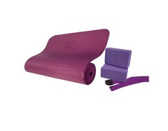 Body Sport 4Piece Yoga Kit, 1 72 in. x 1/4 in. Fitness Mat, 2 Purple Blocks, …