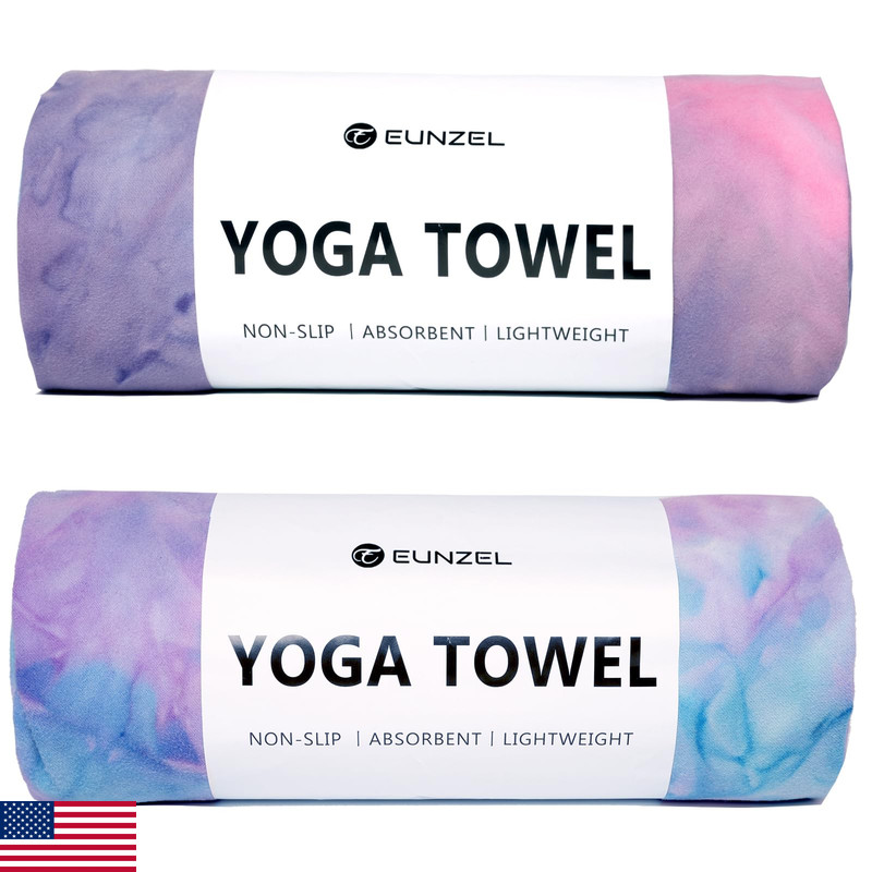 Eunzel 2 Pack Hot Yoga Towel Non Slip Yoga Mat Towel Non-Slip Sweat Absorbent