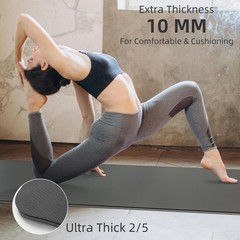 Extra Thick Non-Slip Yoga Mat 10MM – Professional POE for Workout, Pilates & Flo