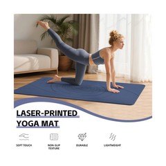 Large Yoga Mat Thick, 76″x32″x0.31″Wide POE Exercise Mat with Non-S… Fast Ship