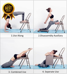 Foldable Yoga Auxiliary Chair with Lumbar Support Resistance Band Purple