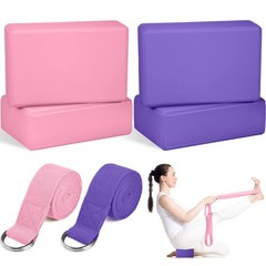 6 Pcs Yoga Block and Strap Set 4 Pcs 9 x 6 x 3 Inches EVA Foam Pilates Block …
