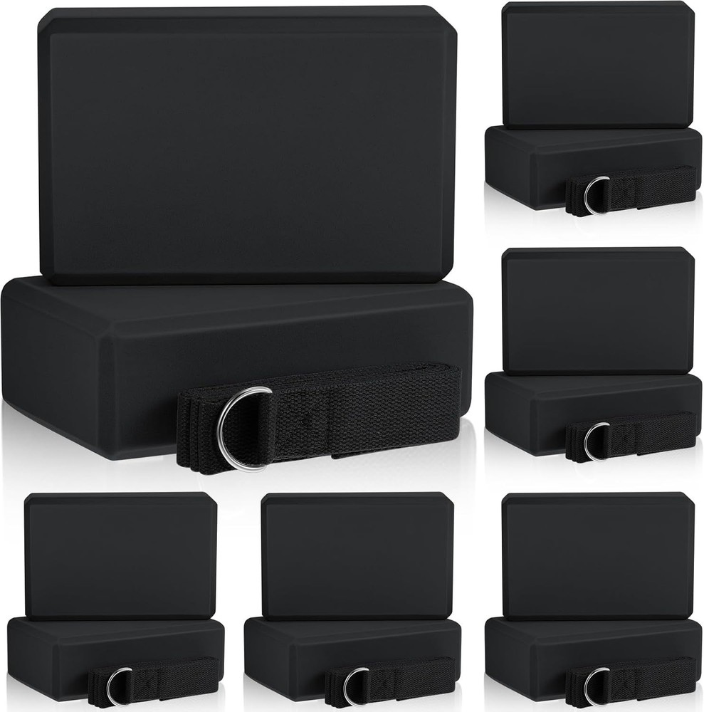 18 Pcs Yoga Block & Strap Set – 12 Foam Blocks & 6 Adjustable Straps