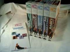 (5) WINSOR PILATES TOTAL BODY SCULPTING VHS TAPES, & WINSOR DOZEN PAMPLET. (DS)