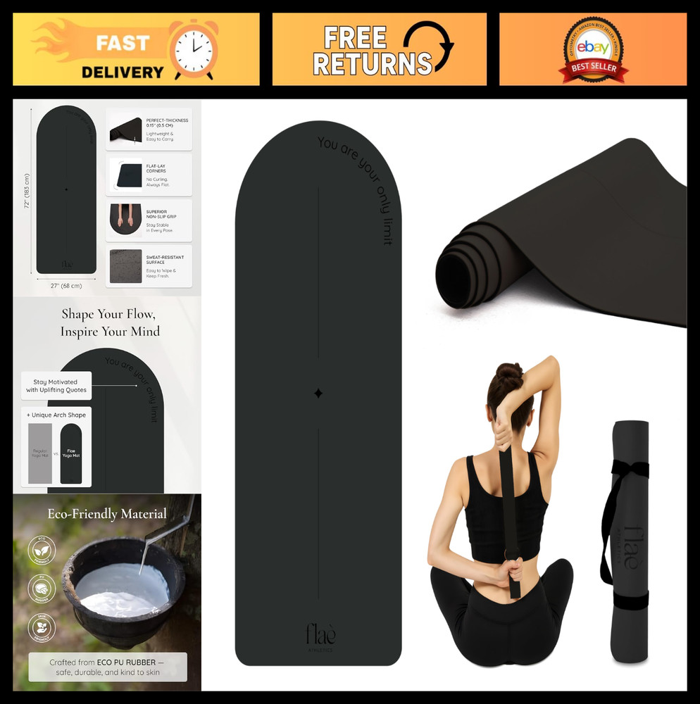 Eco-Friendly Arch Yoga Mat – Non-Slip PU Rubber for Pilates, Home Workout & Stre