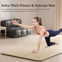 Wide Yoga Mat-80cm Non Slip Extra Thick 1/3” 72″ x 24″ x 0.23″, beige