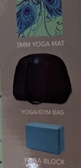 Yoga Kit w/Videos/3mm no slip yoga mat Lime/Teal 24″W x 68″L/foam block/gym bag