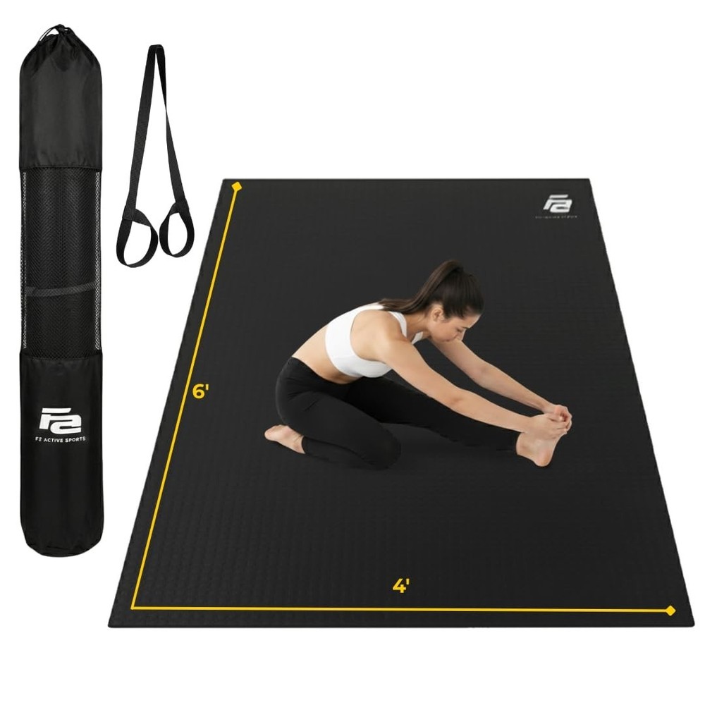 Oversized 6’ x 4’ Extra Large Workout Mat with Carry Bag & Straps — Heavy-Dut…