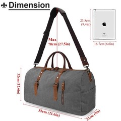 Travel Duffel Bag Large Canvas Duffle Bag for Men Women Leather Weekender Ove…