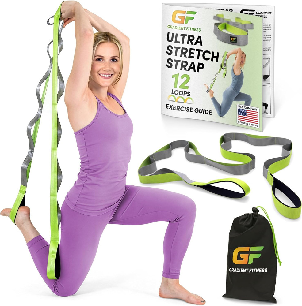 Stretching Strap for Physical Therapy, 12 Multi-Loop Stretch Strap 1.5″ W X 8′ L