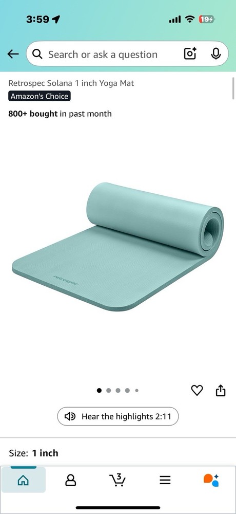 Retrospec Solana Yoga Mat 1/2″ Thick w/Nylon Strap for 1/2 inch, Blue Ridge
