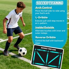 Soccer Training Mat With Instructional Video 35.4 x 23.6 x 0.14 inches, blue