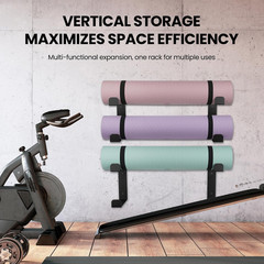 4 Tier Yoga Mat Holder Wall Mount Yoga Mat Storage Rack Heavy-Duty Steel Rollers