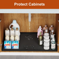 Extra Thick Silicone Mat Waterproof with Raised Edge 34″ X 22″, under Sink Mat f