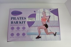 PILATES BAR KIT NEW with Resistance Bands, Training Guide, Black/Purple