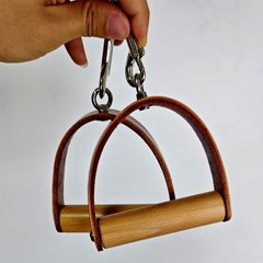 2 Pieces Leather Wood Handles Long-Lasting Pilates Reformer Handles Easy To