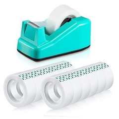 Tape Desktop Dispenser with 12 Rolls Transparent Tape Refills – Green Classic