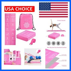 Foldable Yoga Mat for Women, Non Slip Exercise Mat for Home Gym, 5mm Travel Y…