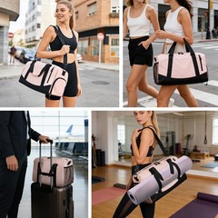 Gym Workout Yoga Mat Tote Bag Water Bottle Wet Dry Pocket Pilates Carrier