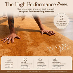 Deluxe Cork Yoga Mat – Gold, Coffee or Vegan Leather Cork Surface & Natural Rubb