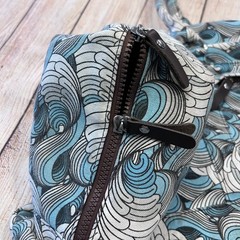 Kindfolk Yoga Mat Duffel Bag Blue White Wave Canvas Tote Carrier Zip Pocket 27in