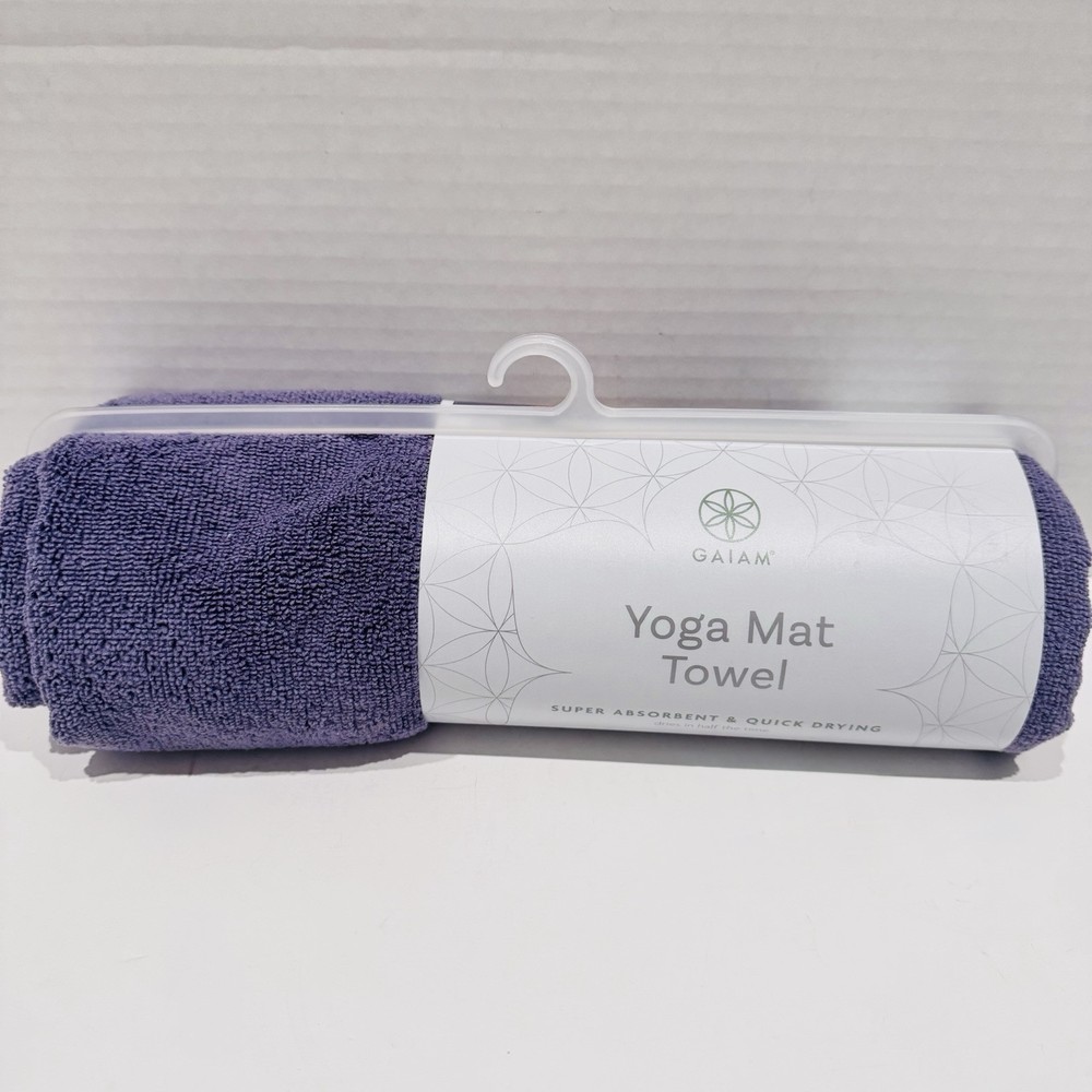 Gaiam Yoga Mat Towel Super Absorbent Fast Drying Microfiber 24”x68” Heron Lilac