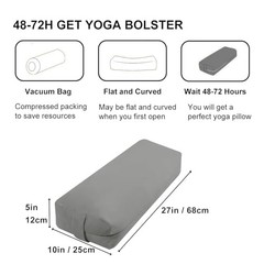 Rectangular Yoga Bolster Pillow, Meditation Pillow for Yin & 27IN /68CM Gray