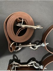 Pilates- Leather Classic wooden swivel grip leather rope