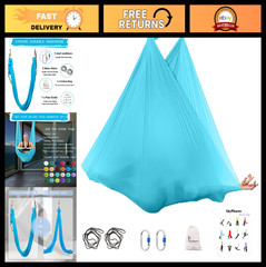 Aerial Silks Yoga Swing Set – 5.5 Yards Anti-Gravity Hammock Kit for Fitness & D