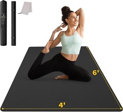 Thick 1/4″ Wide Yoga Mat – Extra Large 6’x4′ for Yoga, Pilates & Exercises