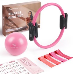LIONSCOOL Pilates Ring Set – 14″ Anti-Deformation Magic Circle with Padded Ha…