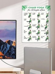 2 Pcs Chair Yoga Chart For Seniors: Simple Exercises For Weight Loss Fitness
