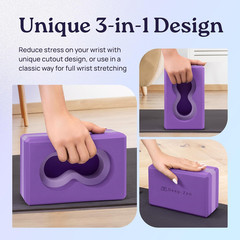 Deep-Zen® Yoga Blocks Wrist Support; Yoga Blocks 2 Pack with Knee Pads and Strap