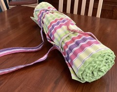 Roll Up Beach/Yoga Mat..Beachy Stripes, Padded approx. 24”x67”