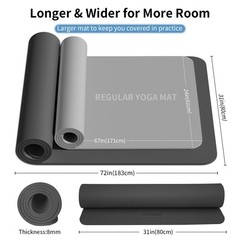 wohao Yoga Mat Black 72″x31.5″