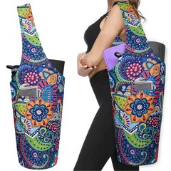 Yoga Mat Bag with Large Side Pocket & Zipper Pocket Long Tote Fit Most Size M…
